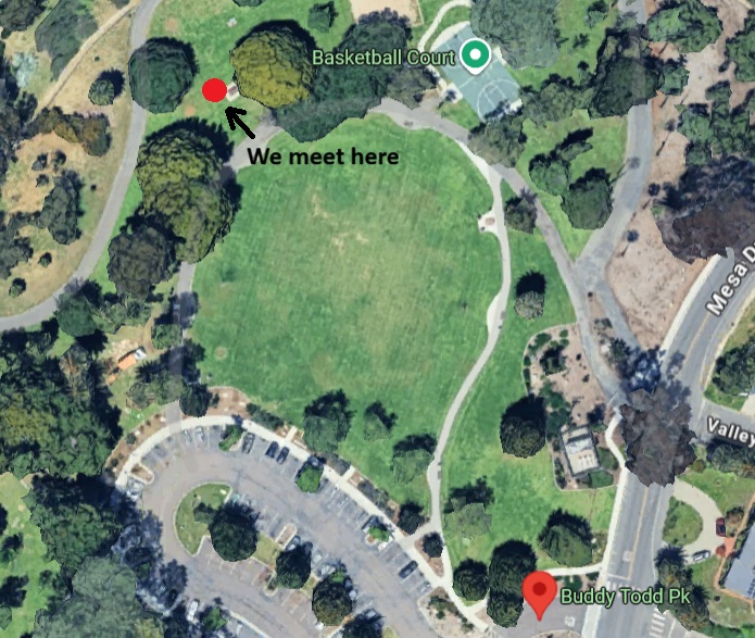 Map of Buddy Todd Park marking the place of Qi Gong class - location